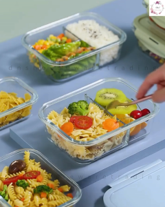 🇲🇾 Microwave-Safe Divided Borosilicate Glass Compartment Lunch Box Container Kotak Kaca 玻璃分格饭盒微波炉加热学生上班族餐盒格保鲜分隔型饭盒