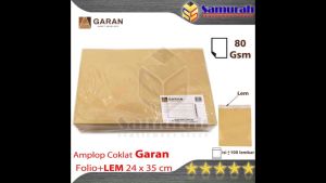 Amplop Kertas Coklat GARAN Ukuran Folio Lem / Amplop Dokumen F4 + Seal 80 Gsm / gram 1 pak isi 100