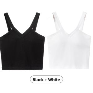 miiow | Cat Lady V-Neck Strap Vest Women Summer 2025 New Style With Chest Pad No Bra Needed Base Shirt Sleeveless Top Fashion Elements Backless
