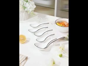 kokepope Soup Spoon Porcelain Asian Soup Spoon Serving Ladle Spoon Home Restaurant