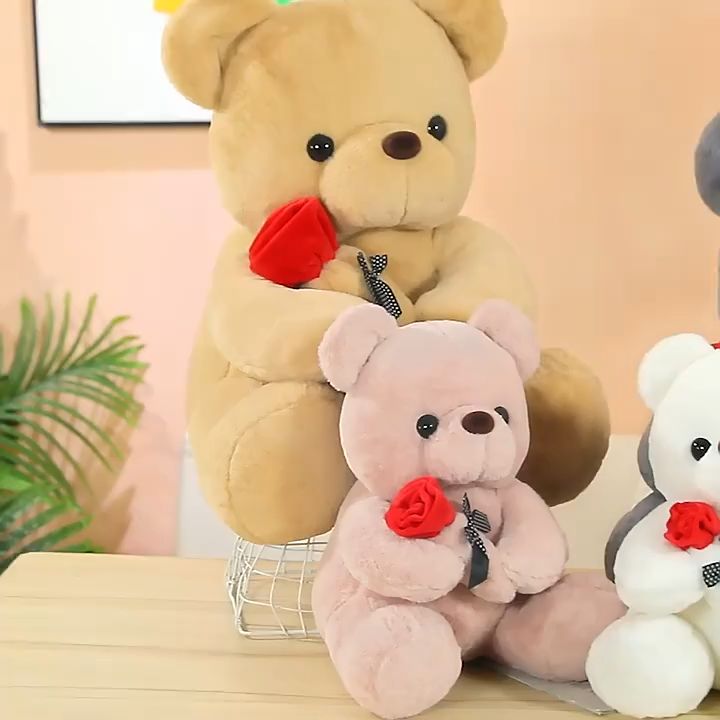 Rose bear doll cute teddy bear doll plush toy pillow doll birthday gift