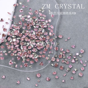 Cát Zirconia Mới Siêu Lấp Lánh Màu Hồng Móng Tay Hình Thoi Mini Hình Học Nhỏ Khối Đá Quý Trang Trí Móng Tay