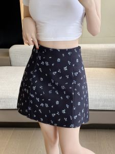 Elegant High Waist A-Line Mini Skirt Floral Print Versatile Half Body Skirt Station New Style European Simple Slimming Skirt