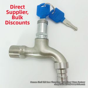 Pull Brushed Alloy Lockable Anti-theft Quick Opening Water Tap for Washing Machine