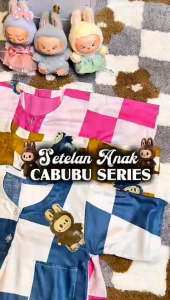 Setelan Anak Celana Panjang Rayon Santung Kancing 2 Nyaman Motif Lucu