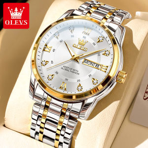 OLEVS | OLEVS Brand Fashion mens watches stainless steel waterproof Quartz wristwatch luminous Original watch for man Dual Calendar