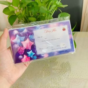 Bộ 10 thiệp mời sinh nhật màu tím 15.5 x 8cm (Thiệp in 1 mặt)
