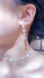 Dây chuyền bông tai nữ Eleanor Accessories bộ trang sức đính đá cô dâu phụ kiện trang sức 8848
