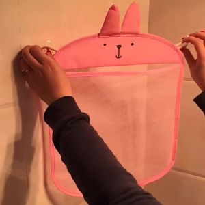 QWZ New Cartoon Duck Baby Bathroom Mesh Bag Sucker Design For Bath Toys Kids Animal Shapes Cloth Sand Toys Storage Net Bag