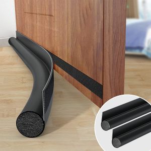 96ซม. DIY หนัง Velcro ประตู Bottoom Seal Strip ตัวหยุดประตู Weather Stripping Draft Blocker ฉนวน Weatherstrip House Acoustic Foam