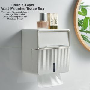 Wall-mounted Waterproof Punch-free Double Layer Tissue Box