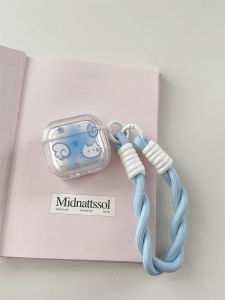 Blue Cloud Cat Gradient Design Silicone Protective Case for Apple Airpods4 2nd Gen Transparent Shockproof Soft Cover Cute Fresh Style