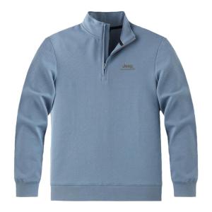 Jeep | Outdoor Camping Casual Half Zipper Hoodie Mens Breathable Long Sleeve Sportswear Geometric Texture Jeep Brand Cotton Cloth