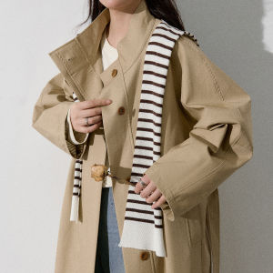 ZHANGDAREN | Áo Khoác Trench Coat Màu Khaki Dành Cho Người Béo