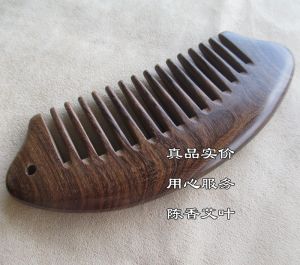Genuine Black and Golden Ebony Comb Carved Anti-Hair Loss Anti-Static Massage Sandalwood Comb Lettering Birthday Gift Wide Tooth