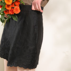 Miccbeirn | Miccbeirn Summer Pure Linen Embroidered Classic Fashion Casual Versatile Loose Womens Shorts Natural Waist Simple Style Pocket Detail