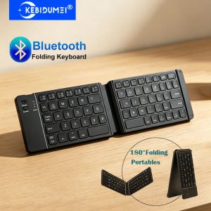 KEBIDUMEI Mini Folding Bluetooth Keyboard Wireless Keyboard Portable Rechargeable Keyboard for PC Laptop Tablet Windows Android