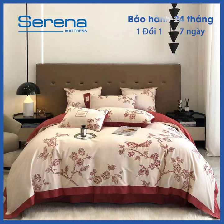 Ga giường đẹp mát lạnh 5 món lụa markcross SERENA chính hãng chuẩn khách sạn 5 sao  bộ chăn ga ra drap gối mền nệm đệm cao cấp 5 món lụa markcross trải phủ bọc giường mát lạnh sang trọng full - hệ thống nệm