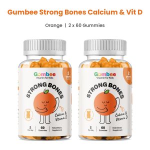 Gumbee Strong Bones Calcium & Vitamin D Orange Gummies for Kids 2 Pack