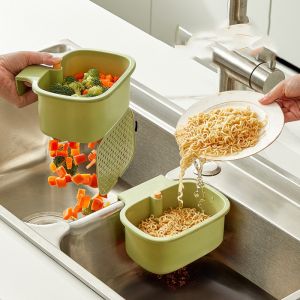 Sink Drain Basket Faucet Hanging Strainer Basket Openable Bottom Cover Kitchen Garbage Filter Sink Storage Basket for Kitchen