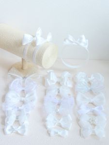 Korean Style Baby Girls Cute Pure White Lace Elastic Butterfly Knot Hairband Princess Birthday Photo Shoot Hair Accessories