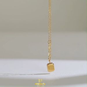 K48 Kalung Rantai kombinasi Liontin Motif Rumput kecil Fashion Perancis