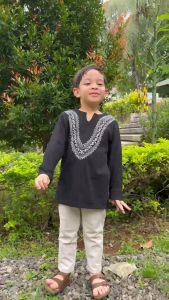 Hooneybee Yasir Hitam - Koko Anak Laki-laki [Size 2-10 Thn] Baju Kaos Muslim