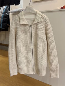 QINGNAER | Minimalist Color Knit Cardigan Long Sleeves Loose Fit