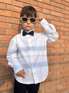lontakids 2Pcs Kids Dress Shirts and Tie Sets Button Down Shirt Long Sleeve Boys White Black Blue Red Solid Color Uniforms 2-14 Years