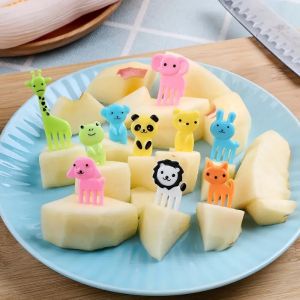 10pcs Animal Farm Fruit Fork Mini Cartoon Children Snack Cake Dessert Food Pick Toothpick Bento Lunches Party Decor Random Color