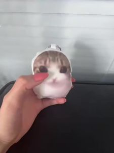 Móc Khóa Thú Bông Mèo OMG Di Động Phát Ra Tiếng Mèo Giảm Stress Mặt Dây Chuyền Dễ Thương Quà Tặng Hài Hước Chất Liệu Cotton