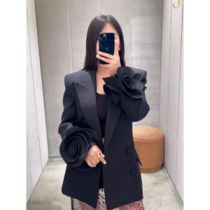French Sophisticated 3D Floral Blazer Jacket
