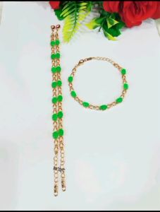 Terlaris Gelang Rantai Titanium Batu Warna TP01 Tren Kekinian Stile Korea