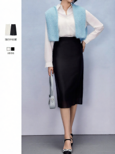Chân Váy Mid-length Đôi Lớp Cao Waisted