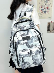 OUDENGPAI | Large Capacity Chinese Style Backpack High Aesthetic Value For Junior And High School Girls Traditional Bookbag Soft Polyester Material