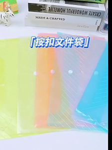 A4 File Folder Transparent Plastic Large-Capacity Document Storage Bag with Button Closure for Business Office & Student Use
