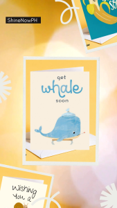 Get Well Soon Funny Card - Get Whale Soon Funny Pun Get Well Card Cute Whale Design with Envelope