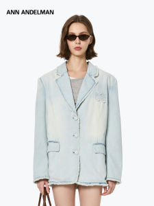 ANN ANDELMAN | Turn-down Collar Oversized Vintage Washed Denim Blazer