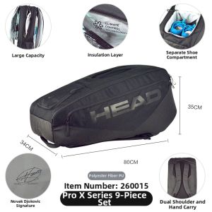 HEAD | New Double Shoulder Djokovic Match Tennis Racket Bag Large Capacity