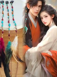 Handmade Feathers Hair Clips for Men And Women Ethnic Style Fairy Tale Ancient China Accessories Hair Jewelry Fashion Accessories