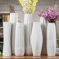 60cm Flat Ceramic Vase White Floor Large Simple and Modern Furnishings Decorative Nordic Geometric Water-Filled. 