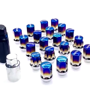 RAVE STEEL Titanium Blue Lug Nuts M12X1.5 32mm Extended Universal Car Racing Wheel Nuts