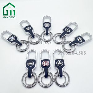 Móc treo chìa khóa xe trang trí chất liệu hợp kim bọc da gắn logo các hãng xe