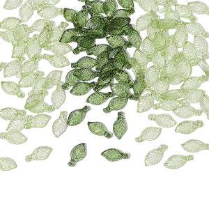 Green Transparent Leaf Shape Acrylic Beads Pendant Loose Bead For DIY Jewelry Making Necklace Bracelet Charm Accessories