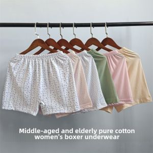 Womens Underwear Pure Cotton High Waist Boxer Underwear Ladieswear Safety Pants Home Pants Elderly Loose Boxer Pajama Pants