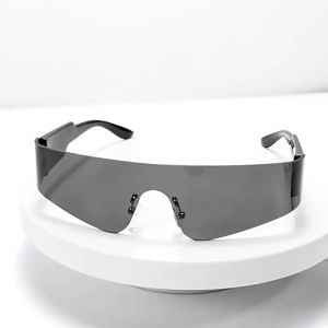 Future Oriented Integrated Frameless Sunglasses High Street Trendy Reflective Lens Sunglasses UV Resistant Outdoor Cycling