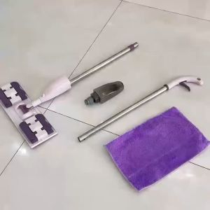 GREENSINDOOR Mop lantai viral Spray mop Clamp cloth mop with 2PCS Microfiber Pad 360°rotation spray water 喷水拖把