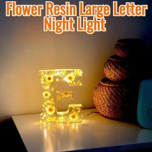 Flower Resin Large Letter Night Light Dry Flower Resin Night Lights Personalized Flower Lamp Name Lights