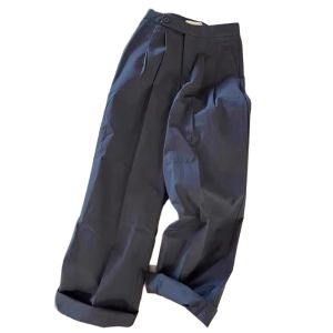 PAIBOLI | High Waist Pleated Linen Suit Pants Plus Size Color Block Pear Shaped Body Summer New Style Retro High End Feeling Commute Style