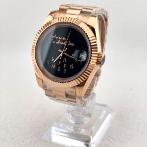 NH35 Watch Who Cares Im Already Late Watch 36mm/39mm Rose Golden Text Matte Dial Sapphire Crystal Glass Automatic Movement